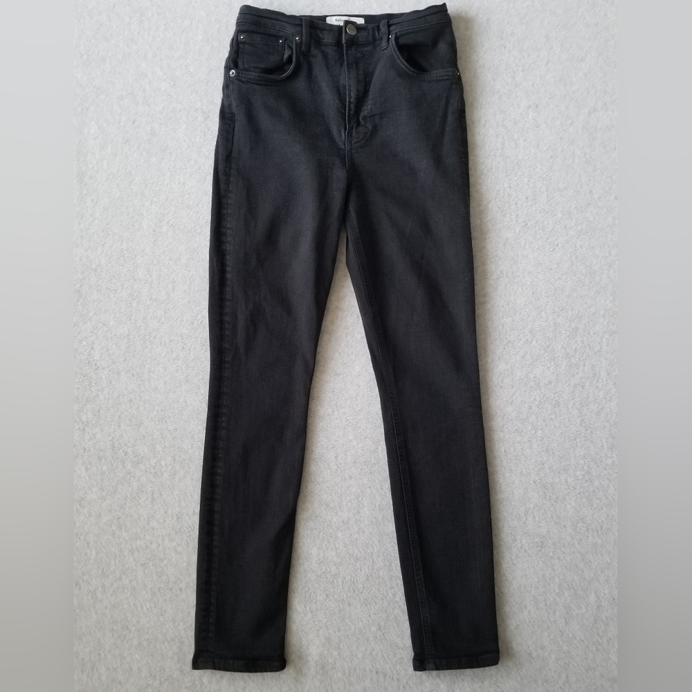 Reformation‎ Women's High Rise Skinny Black Wash Denim Jeans Moto Grunge Size 27